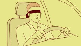 Blinddoek achter stuur